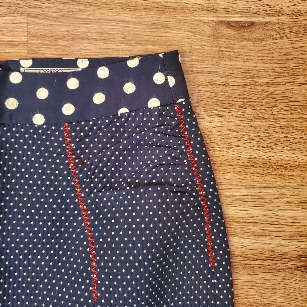Yoana Baraschi Designer Anthropologie Navy & White Polka Dot Pencil Skirt Size 4 - Picture 3 of 8